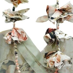 Krista Larson Aloha Necklace 2024 Collection 84” Long Textile Flower Fabric Bead